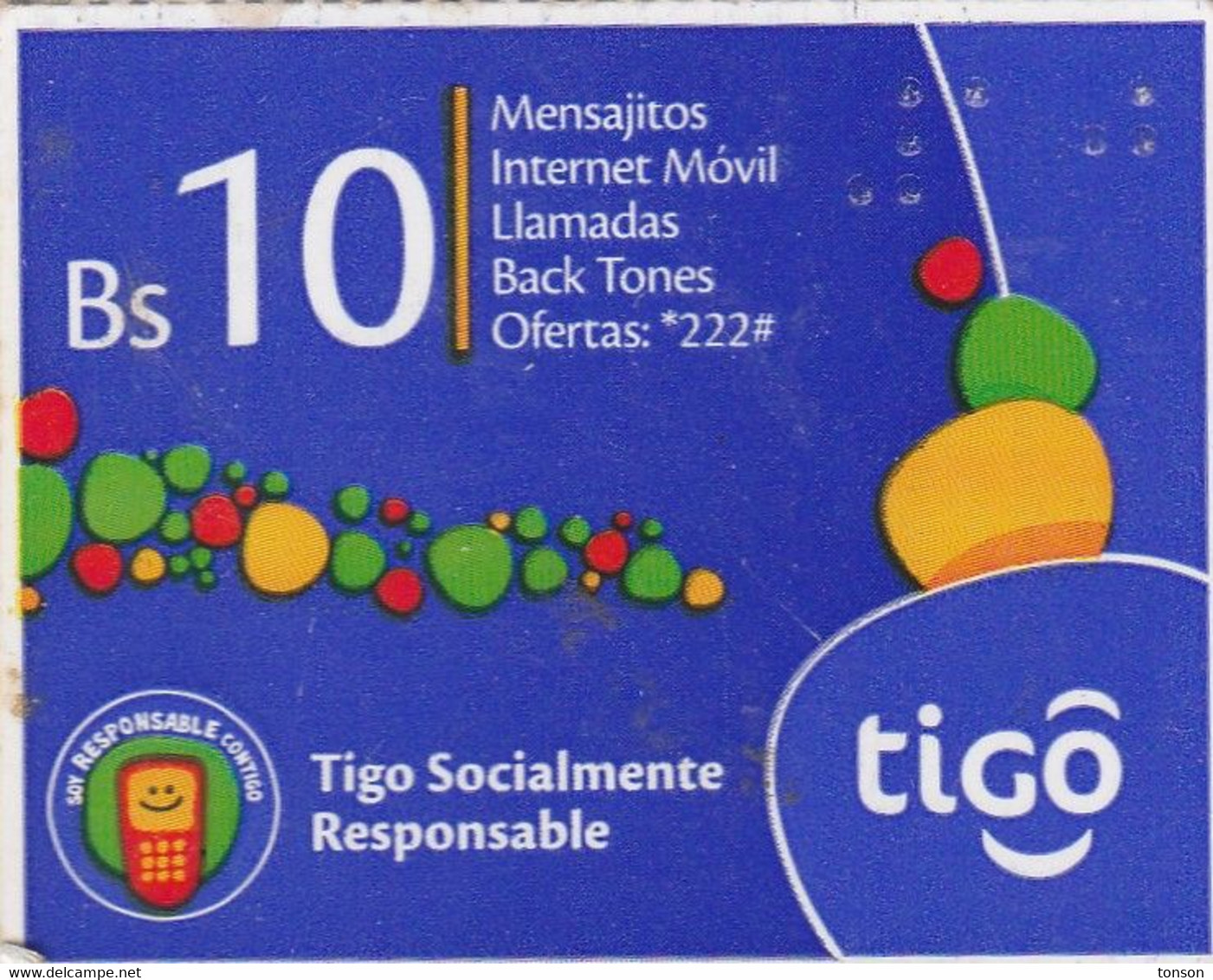 Bolivia, BO-Tigo-28F, Promociones Tigo De Bs 10, 2 Scans.   Exp. : 23/05/2017 - Bolivia