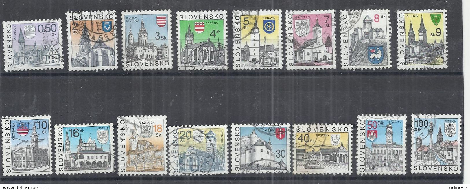 SLOVAKIA 1997-2003 - COAT OF ARMS AND CITIES - LOT OF 16 DIFFERENT - USED OBLITERE GESTEMPELT USADO - Other & Unclassified