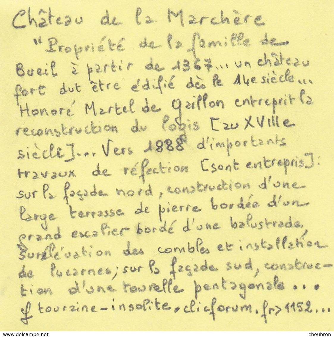 37. CHEMILLE SUR DEME. CPA. RARETE. " CHÂTEAU DE LA MARCHERE ". - Autres & Non Classés