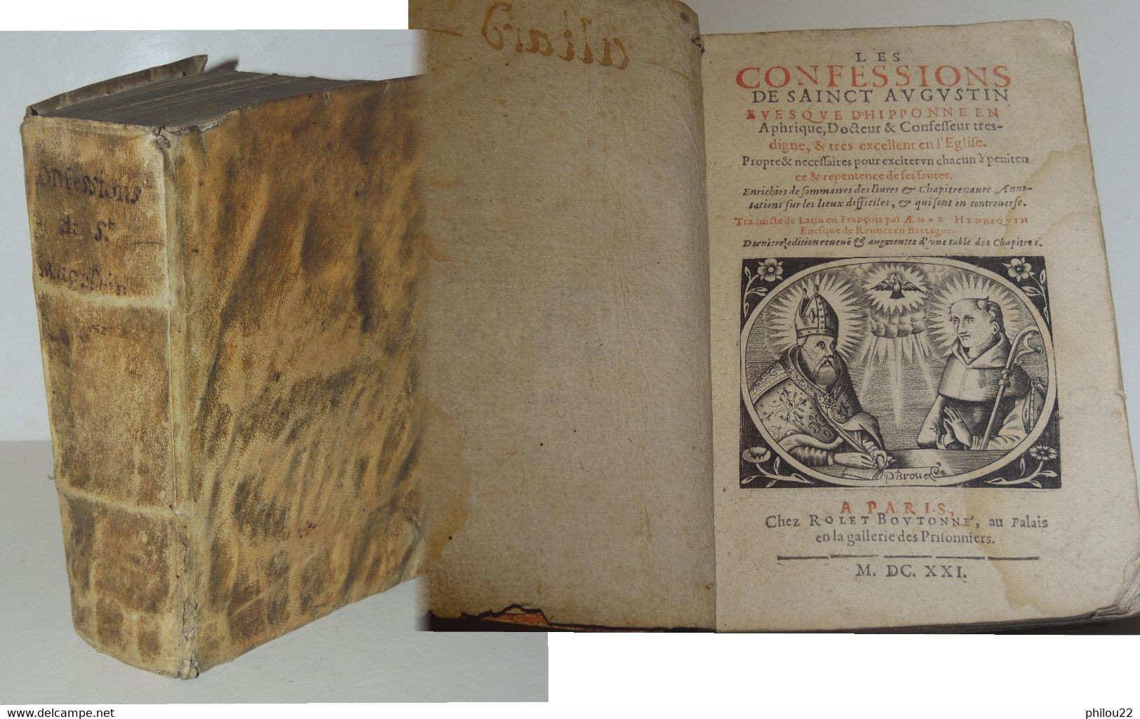 LES CONFESSIONS DE SAINT-AUGUSTIN - In-8 Parchemin 1621 - Before 18th Century