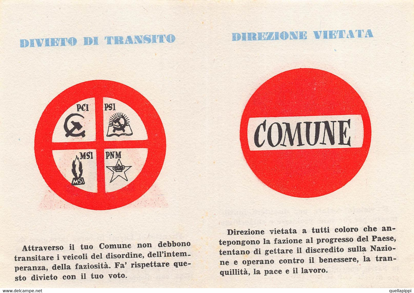 012086 "IL NUOVO REGOLAMENTO DI CIRCOLAZIONE COMUNALE-A CURA DEL PARTITO D.C.-SPES CENTRALE" PROPAGANDA POLITICA - Partis Politiques & élections