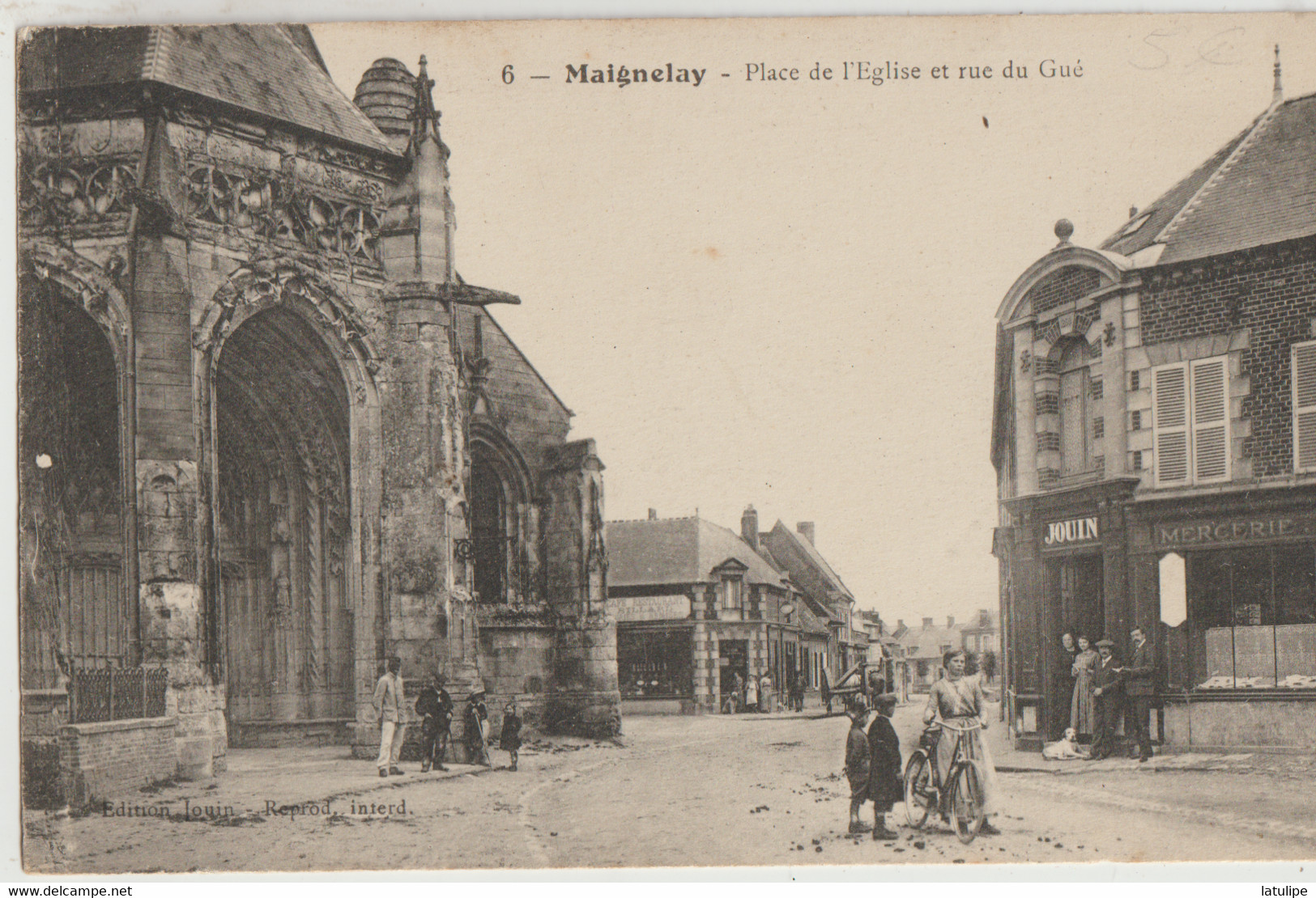 Maignelay  60  La Place De L'Eglise Et La Rue Du Guè Tres Tres Animées Et Mercerie JOUIN - Maignelay Montigny