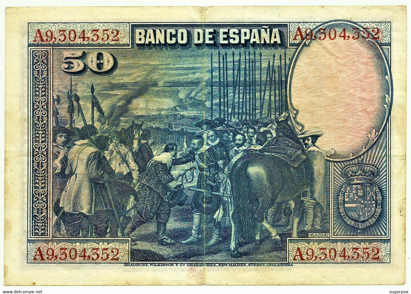 ESPAÑA - 50 Pesetas - 15.08.1928 - Pick 75.c - Serie A - Diego Velázquez - Kingdom - 50 Pesetas