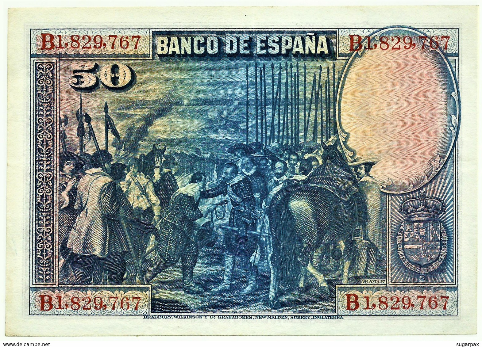 ESPAÑA - 50 Pesetas - 15.08.1928 - Pick 75.c - Serie B - Diego Velázquez - Kingdom - 50 Peseten