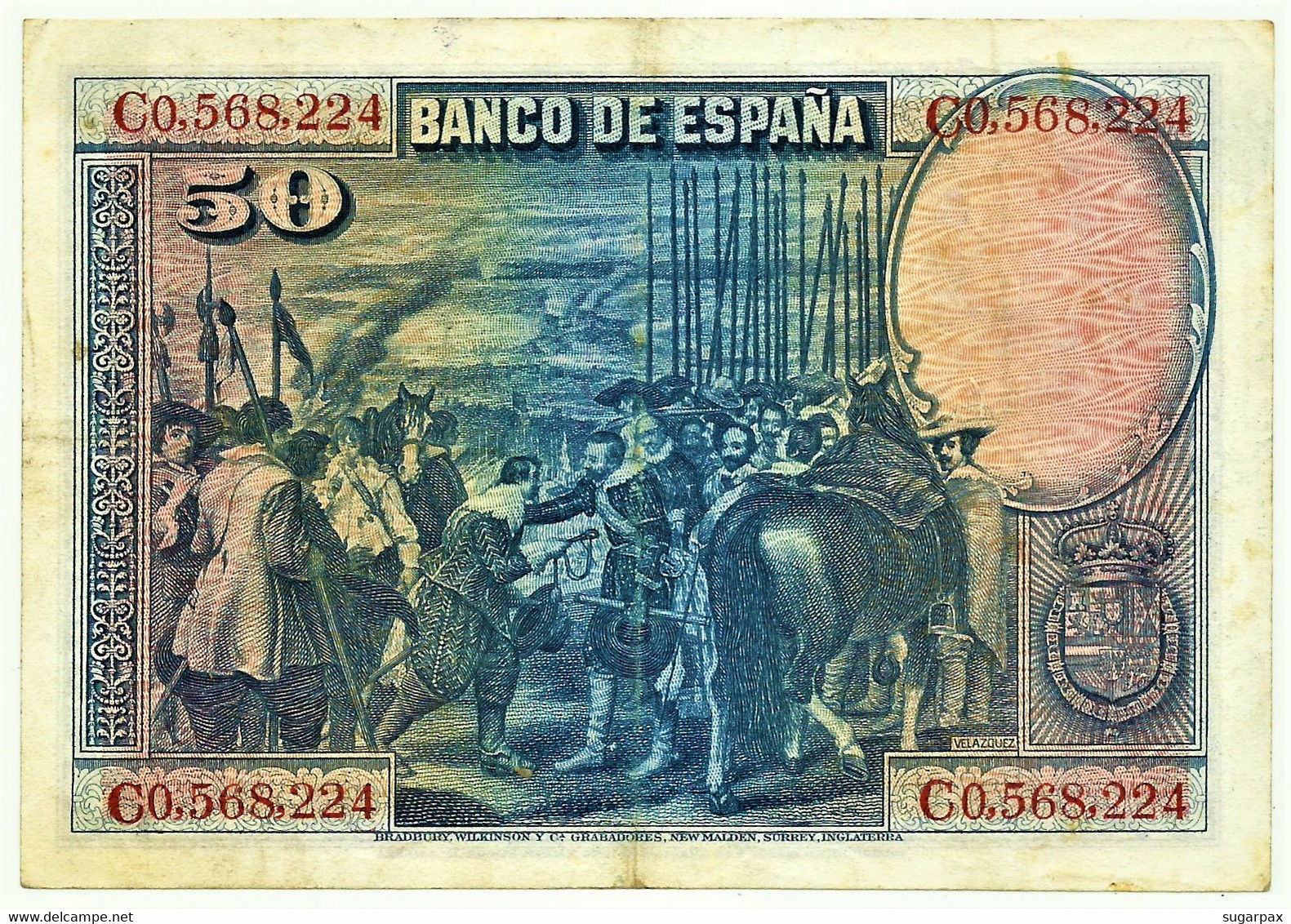 ESPAÑA - 50 Pesetas - 15.08.1928 - Pick 75.c - Serie C - Diego Velázquez - Kingdom - 50 Pesetas