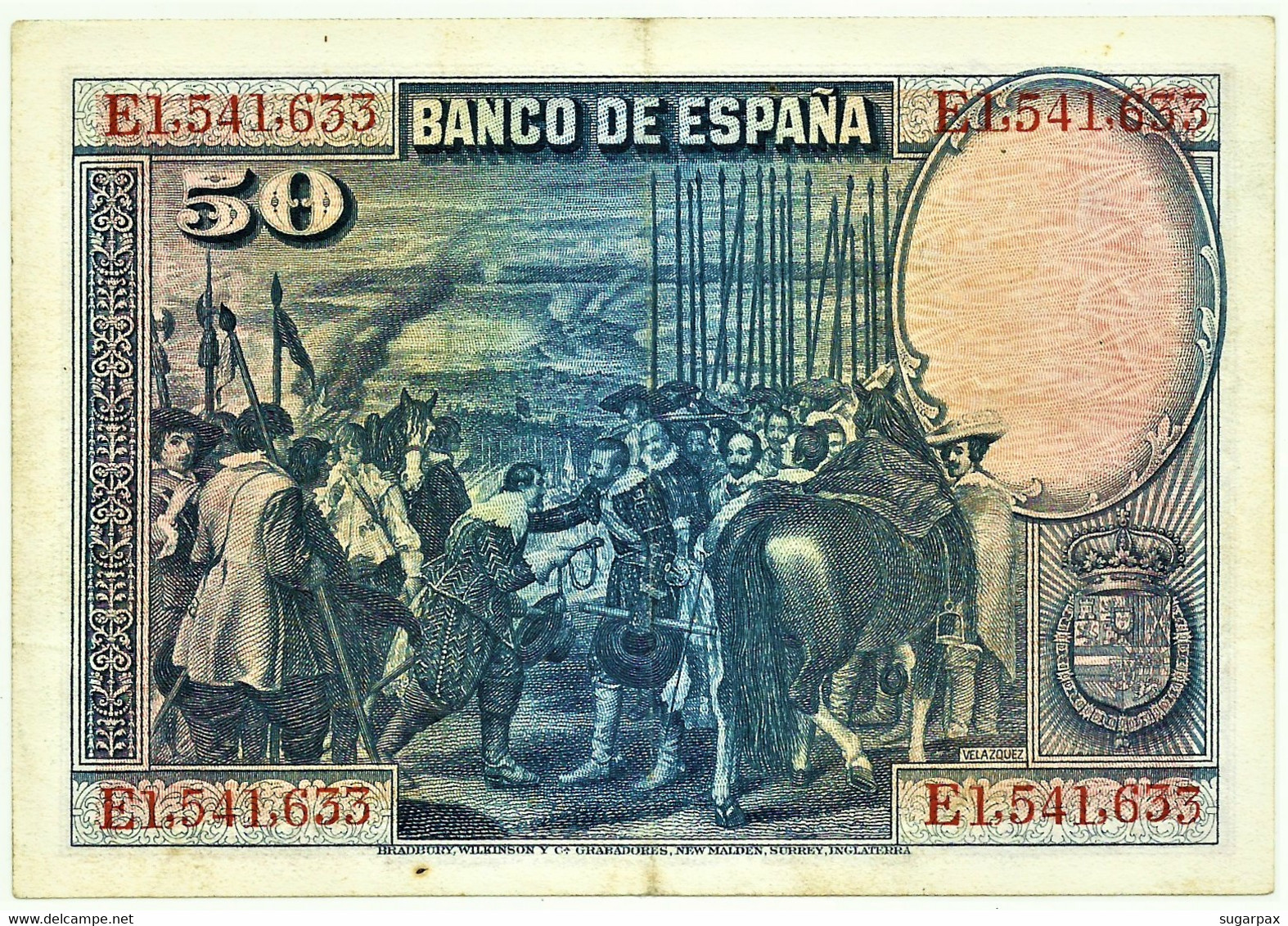 ESPAÑA - 50 Pesetas - 15.08.1928 - Pick 75.c - Serie E - Diego Velázquez - Kingdom - 50 Pesetas