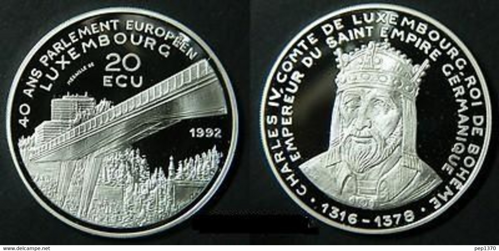 LUXEMBURGO - LUXEMBOURG - 20 ECU DE PLATA DE 1992 - 40 AÑOS PARLAMENTO EUROPEO - CHARLES IV - Luxembourg