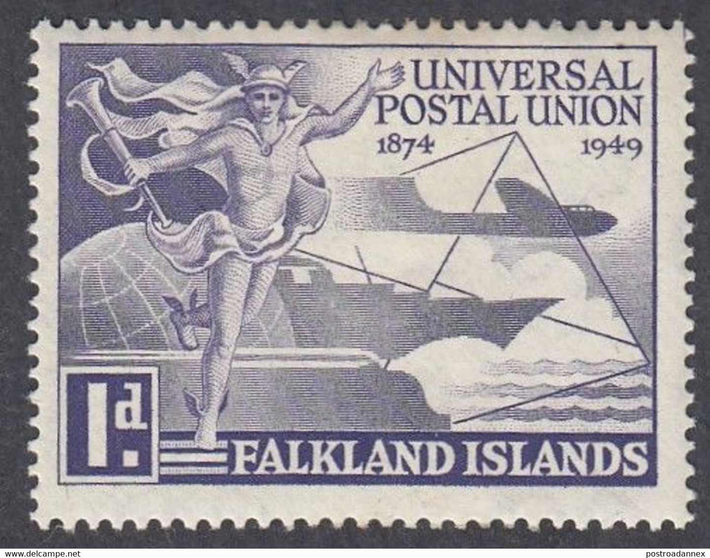 Falkland Islands, Scott #103, Mint Hinged, UPU, Issued 1949 - Islas Malvinas