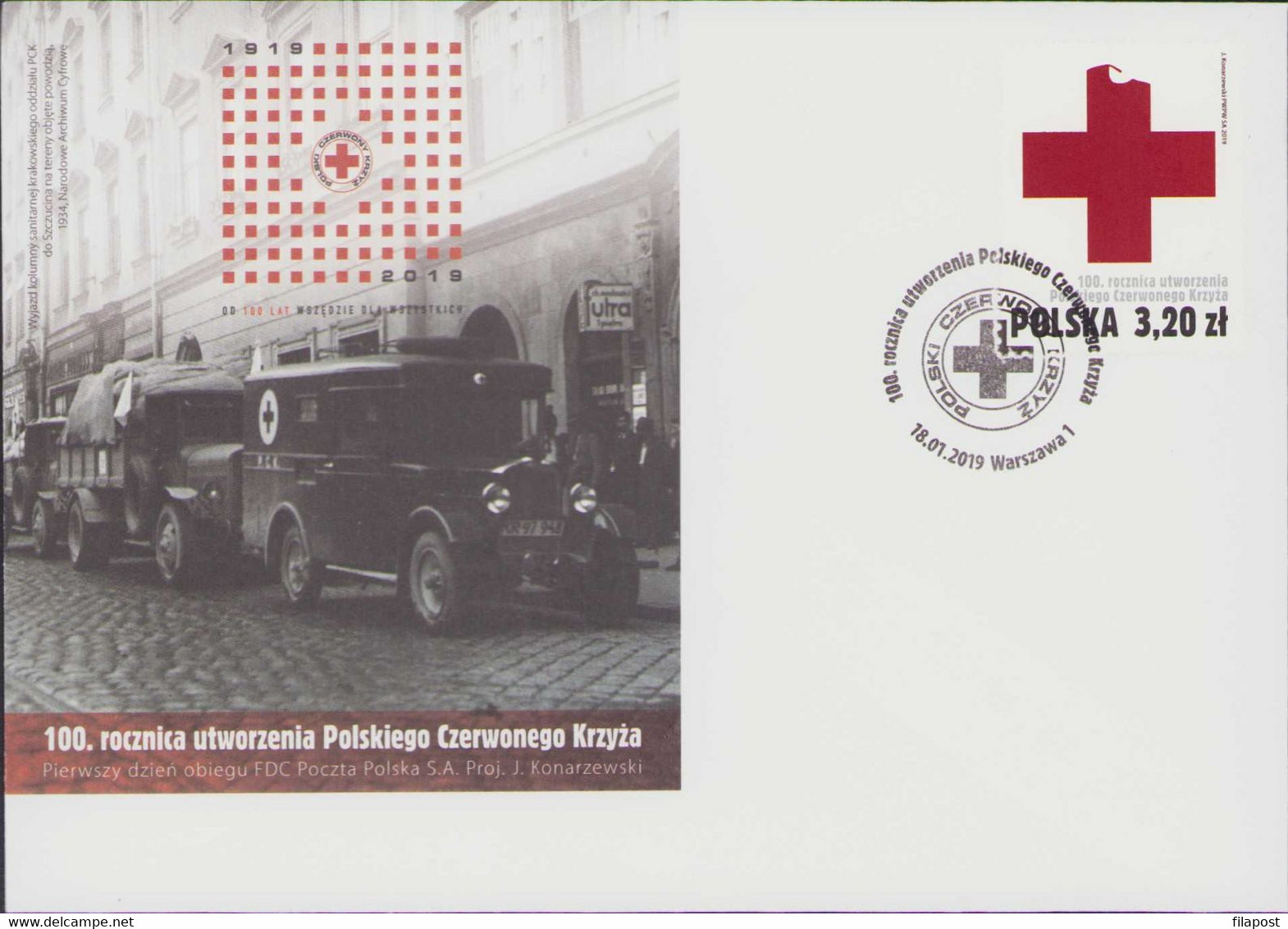 POLAND 2019 Fi 4934 Polish Red Cross, Humanitarian Organization FDC - Brieven En Documenten