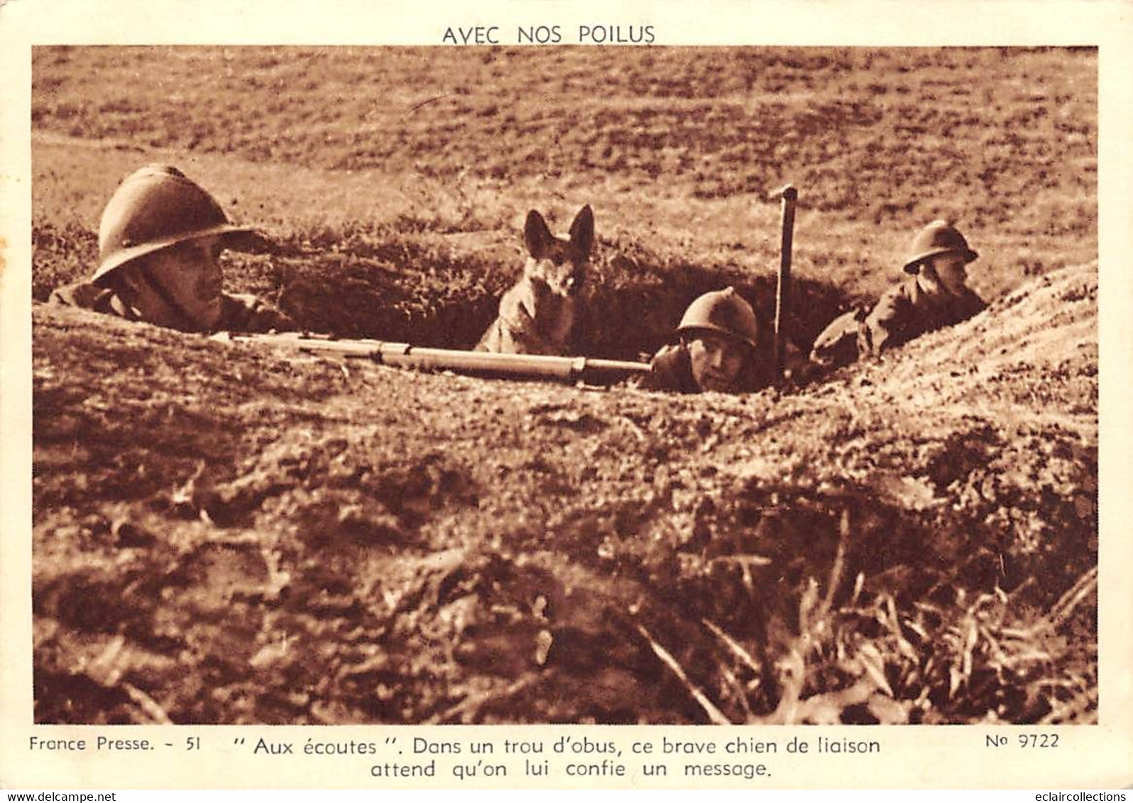 Militaria:   Guerre 39/45.  Divers Avec nos poilus  Dont Chien mascotte    12   cartes   (Voir scan)