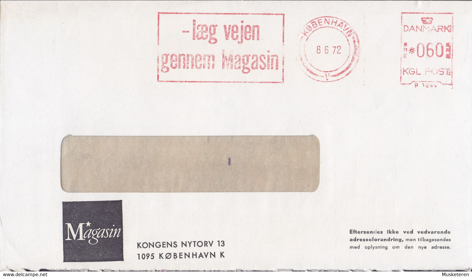 Denmark MAGASIN Kongens Nytorv Slogan Flamme 'Læg Vejen Gennem Magasin' 'B 1099' KØBENHAVN V. 1972 Meter Cover Brief - Máquinas Franqueo (EMA)