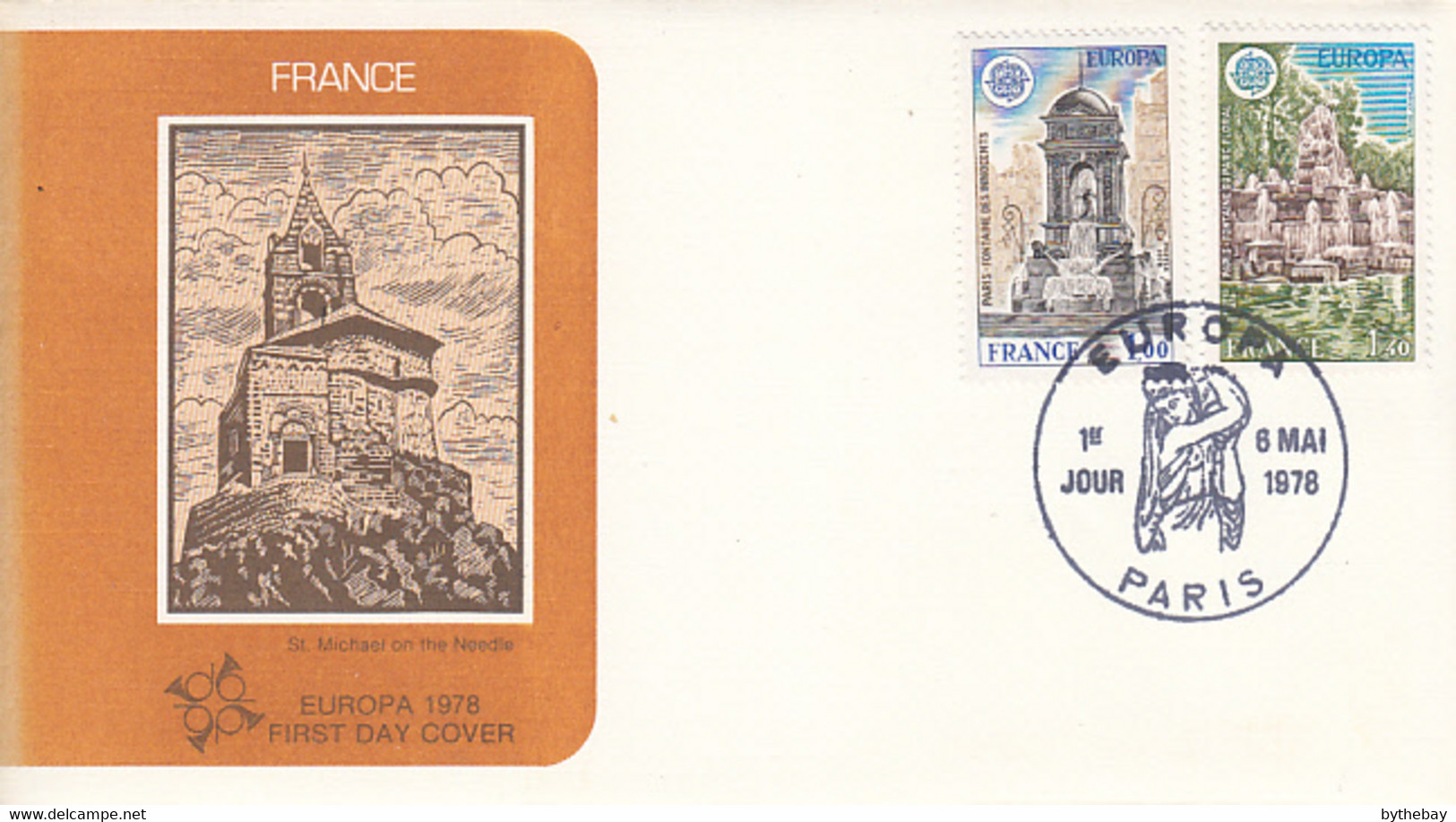 France 1978 FDC Sc #1609-#1610 Fountains EUROPA - 1970-1979