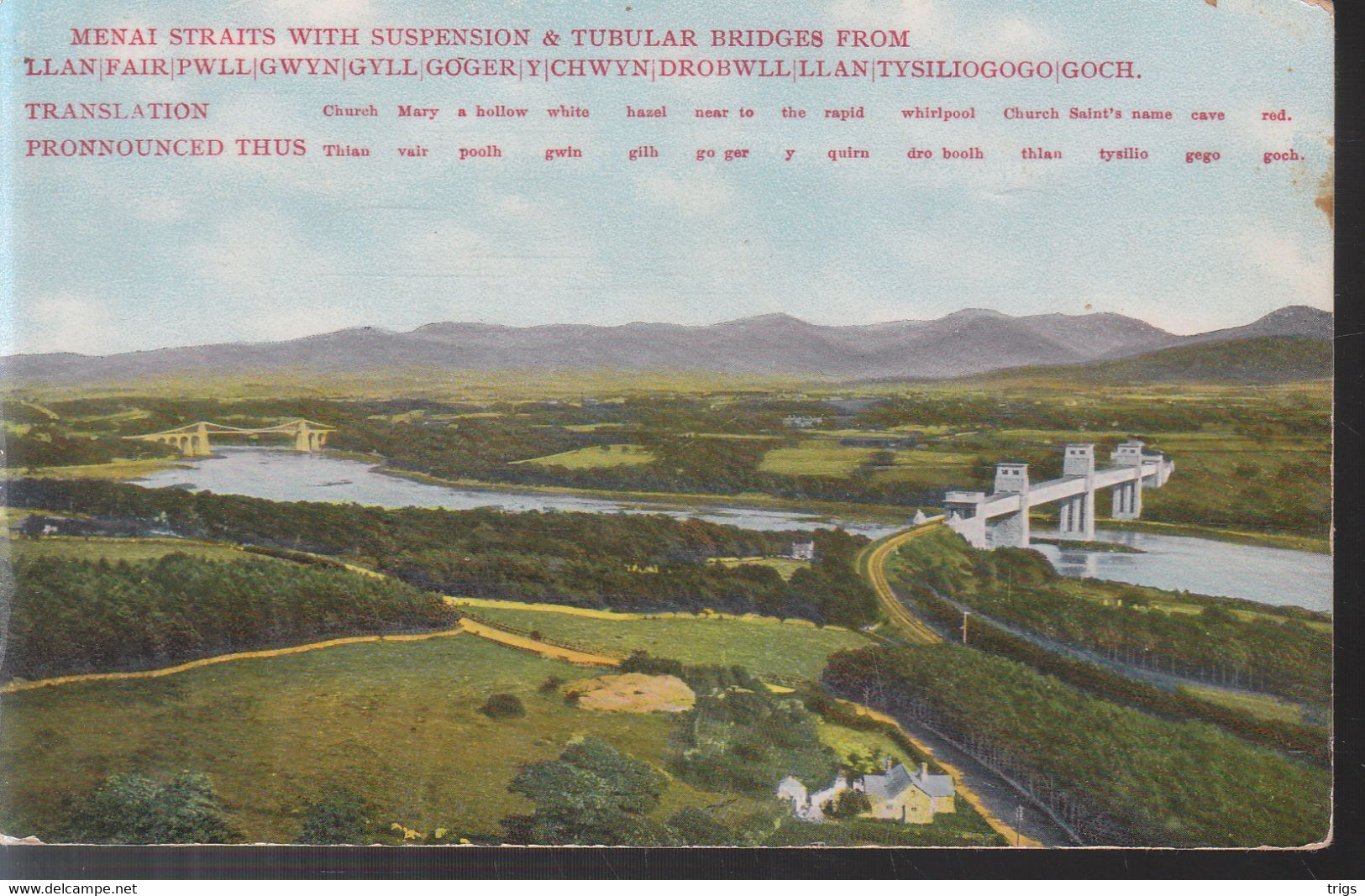 Llanfairpwllgwyngyllgogerychwyrndrobwllllantysiliogogogoch - Menai Straits With Suspension & Tubular Bridges - Anglesey