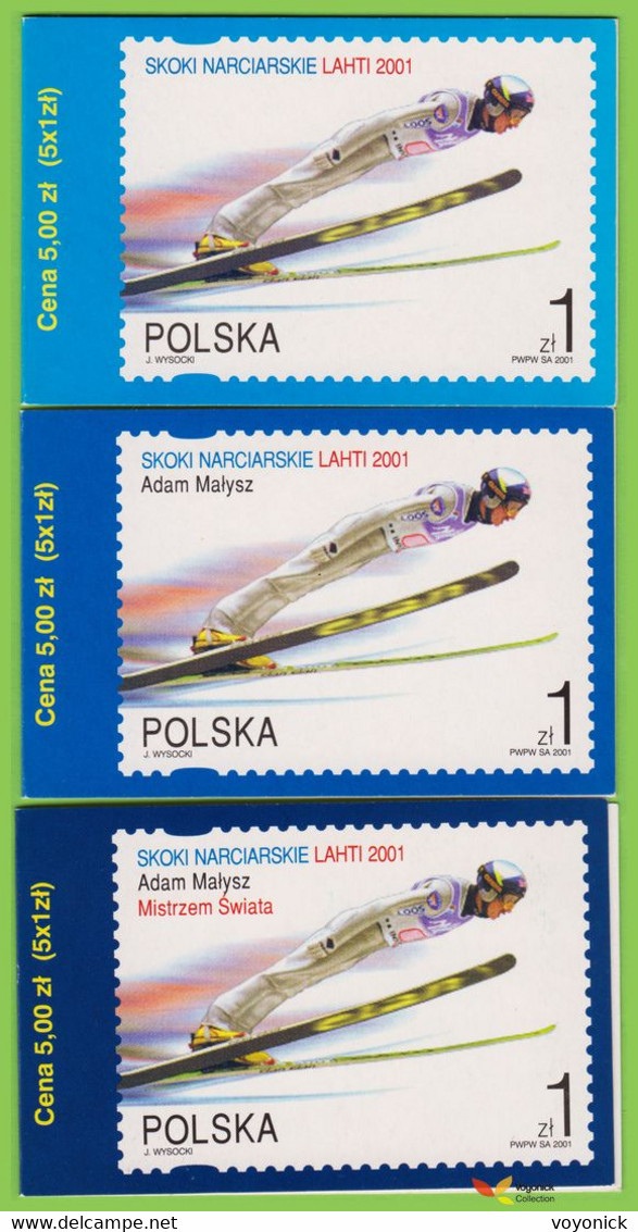 Voyo POLAND 2001 Set Of 3 Booklets Adam Malysz - Lahti (**)  MINT Mi#3878-3780 - Carnets