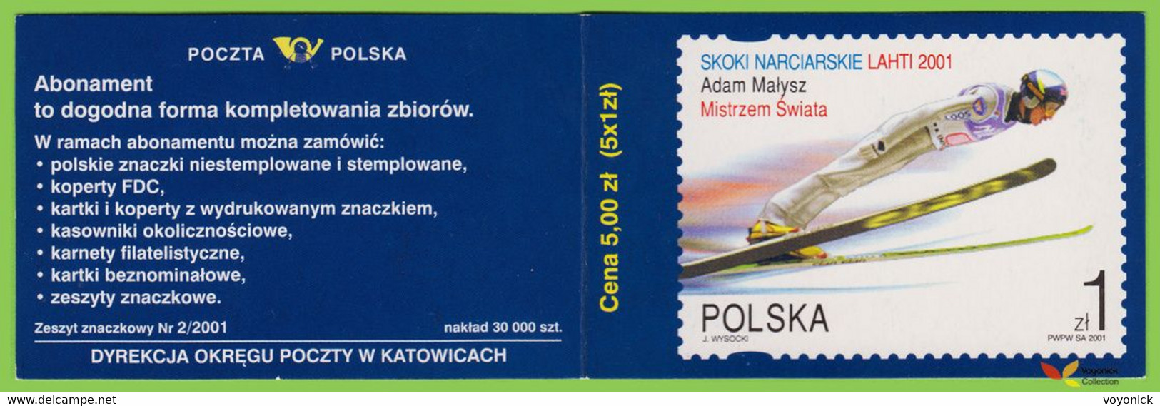 voyo POLAND 2001 Set of 3 Booklets Adam Malysz - Lahti (**)  MINT Mi#3878-3780