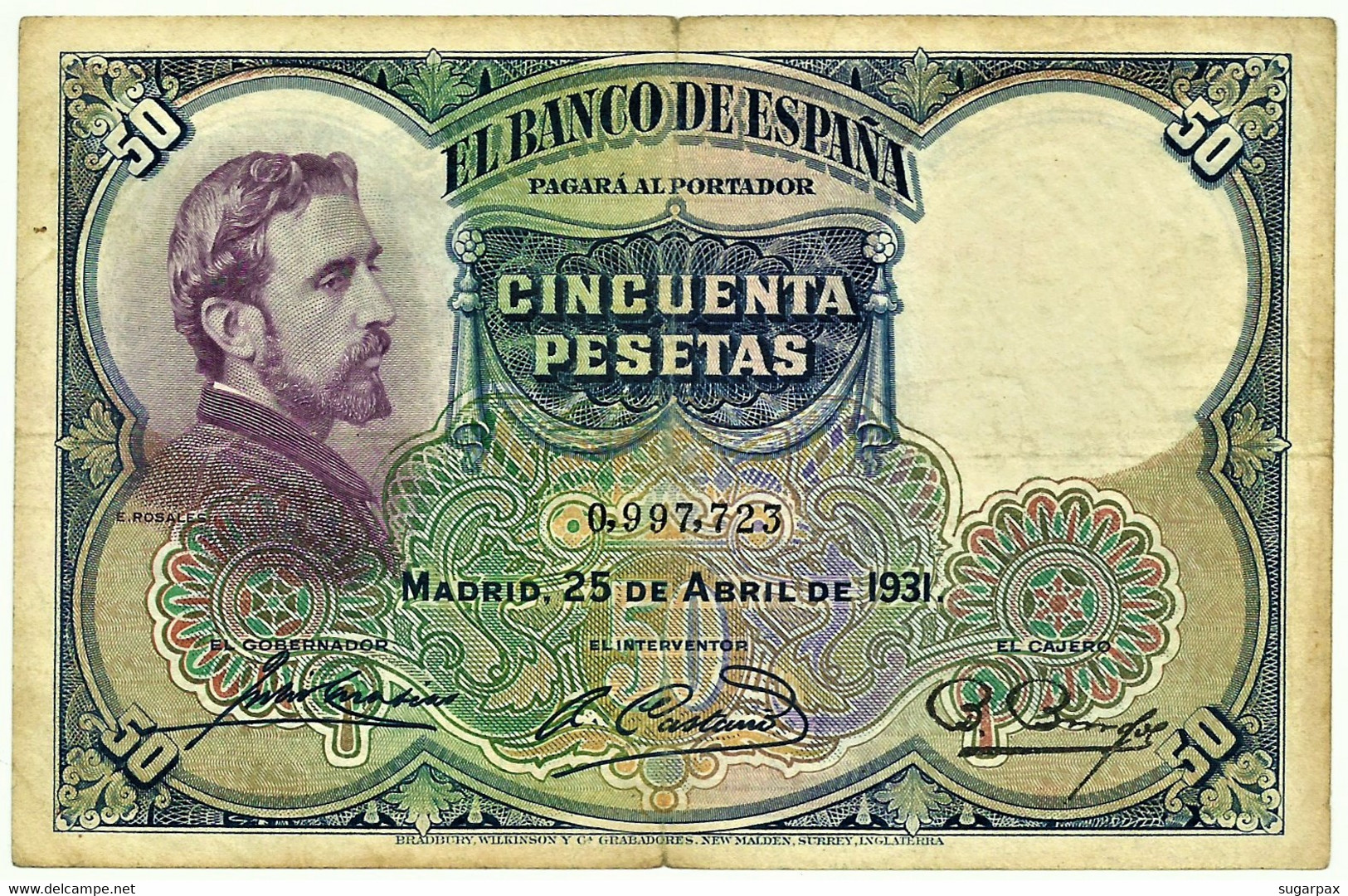 ESPAÑA - 50 Pesetas - 25.04.1931 - Pick 82 - Eduardo Rosales - II Republica - 50 Pesetas