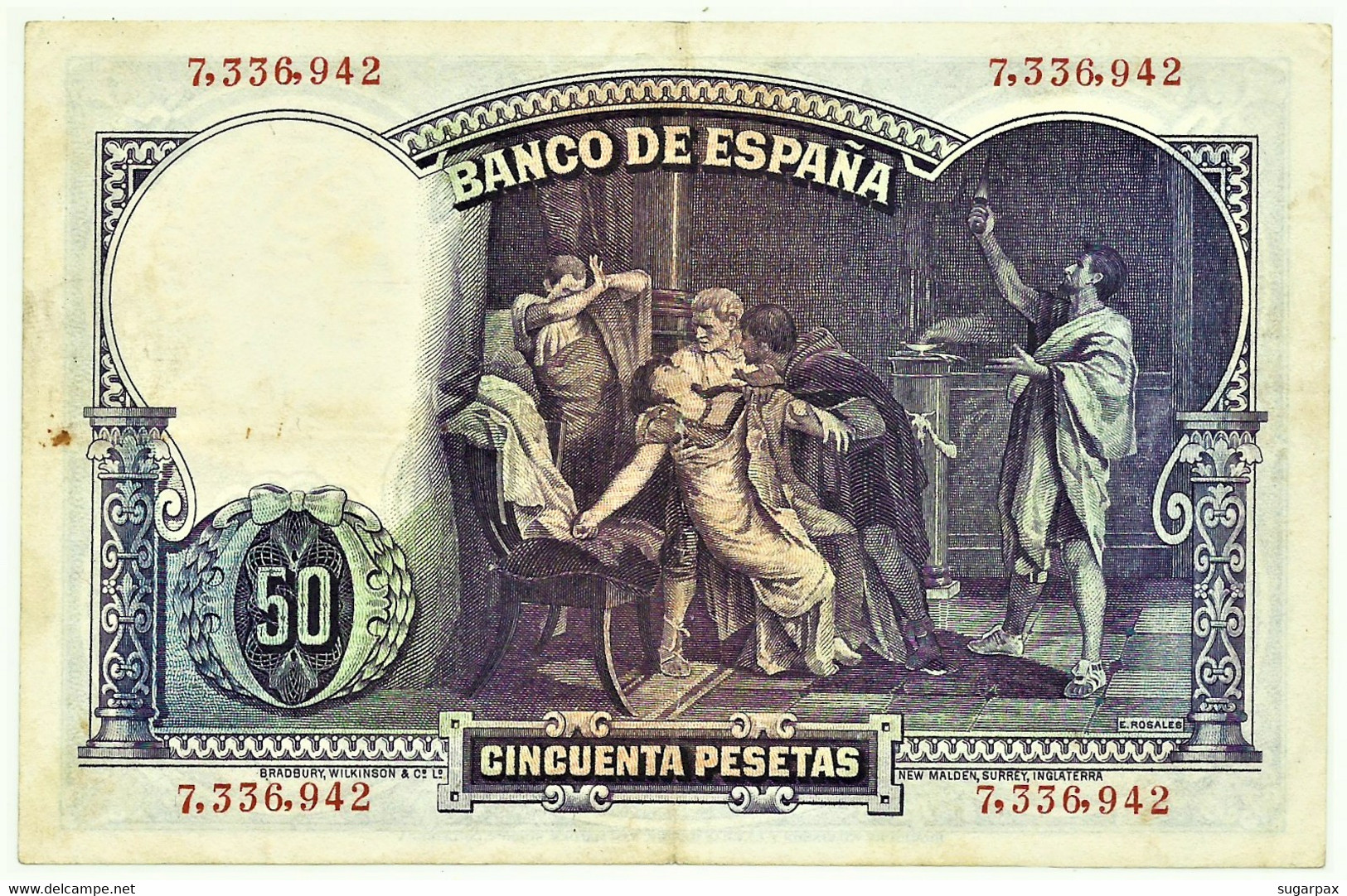 ESPAÑA - 50 Pesetas - 25.04.1931 - Pick 82 - Eduardo Rosales - II Republica - 50 Peseten