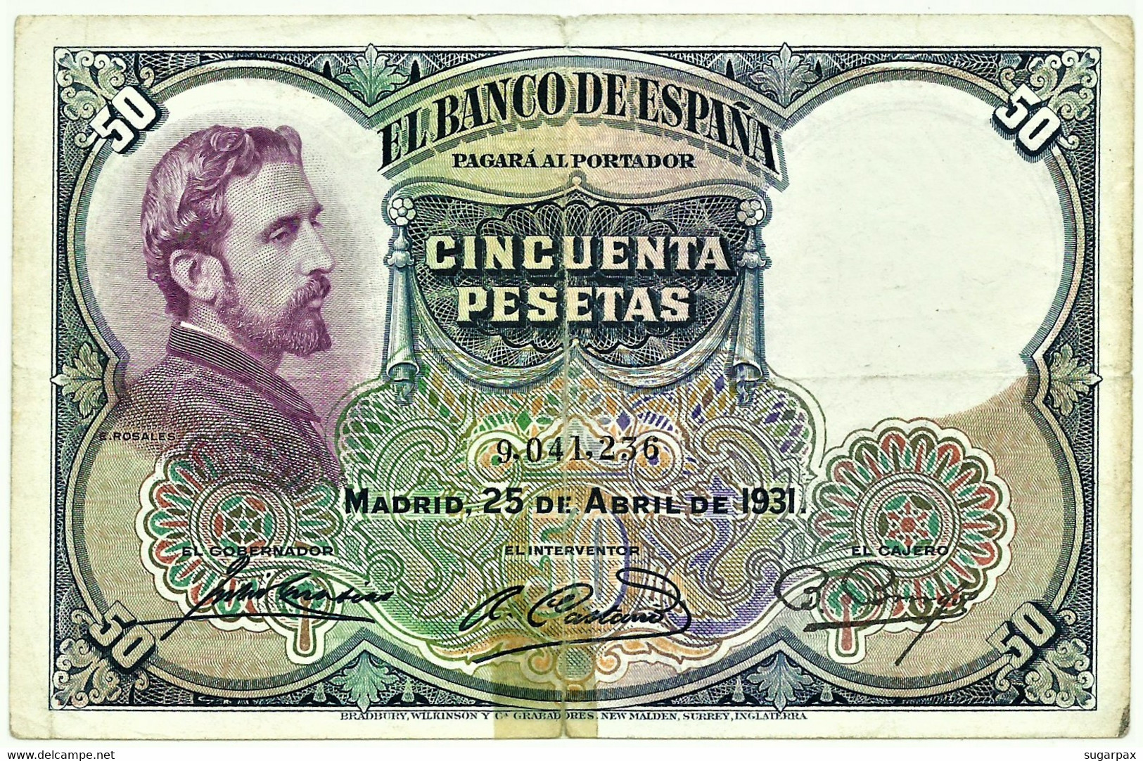 ESPAÑA - 50 Pesetas - 25.04.1931 - Pick 82 - Eduardo Rosales - II Republica - 50 Pesetas