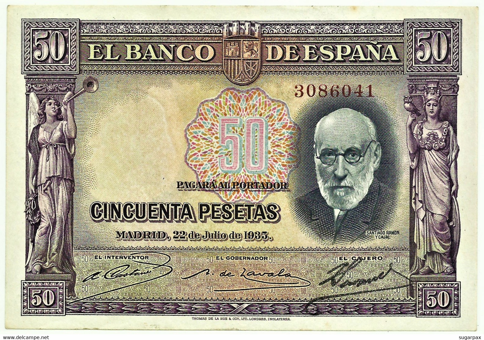 ESPAÑA - 50 Pesetas - 22.07.1935 - Pick 88 - Santiago Ramon Y Cajal - II Republica - 50 Peseten