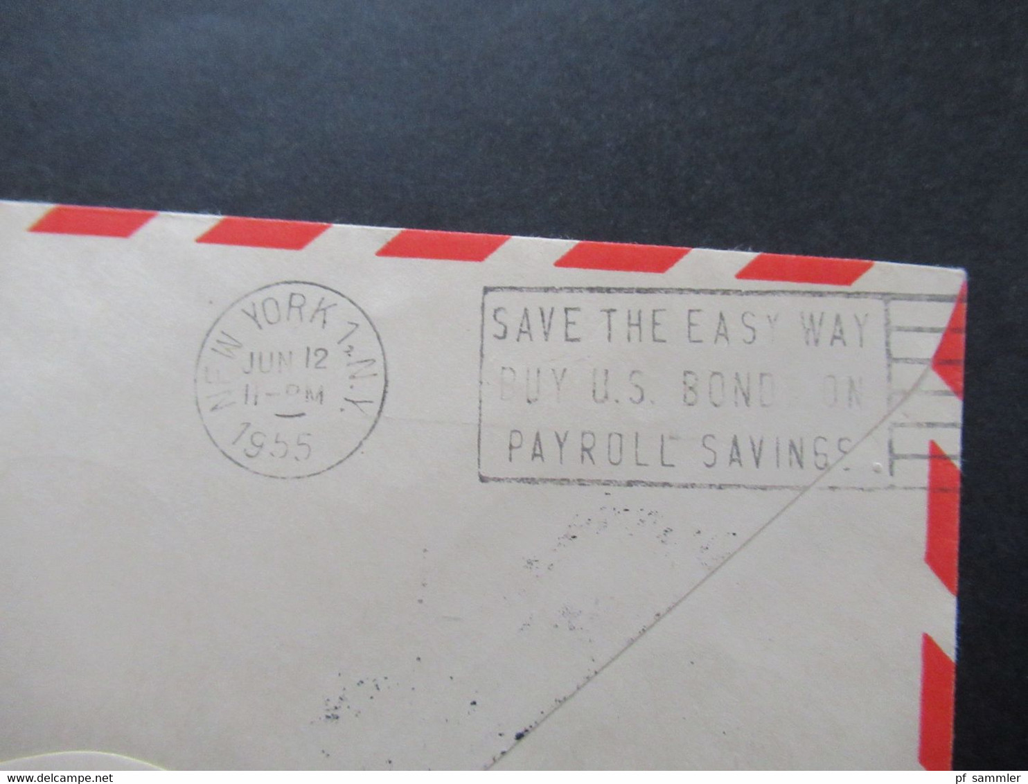 BRD 1955 Luftpost Lufthansa Mit Erstflug Befördert FFM - New York Poste Restante / Aufnahme Des Transatlantik Verkehrs - Cartas & Documentos