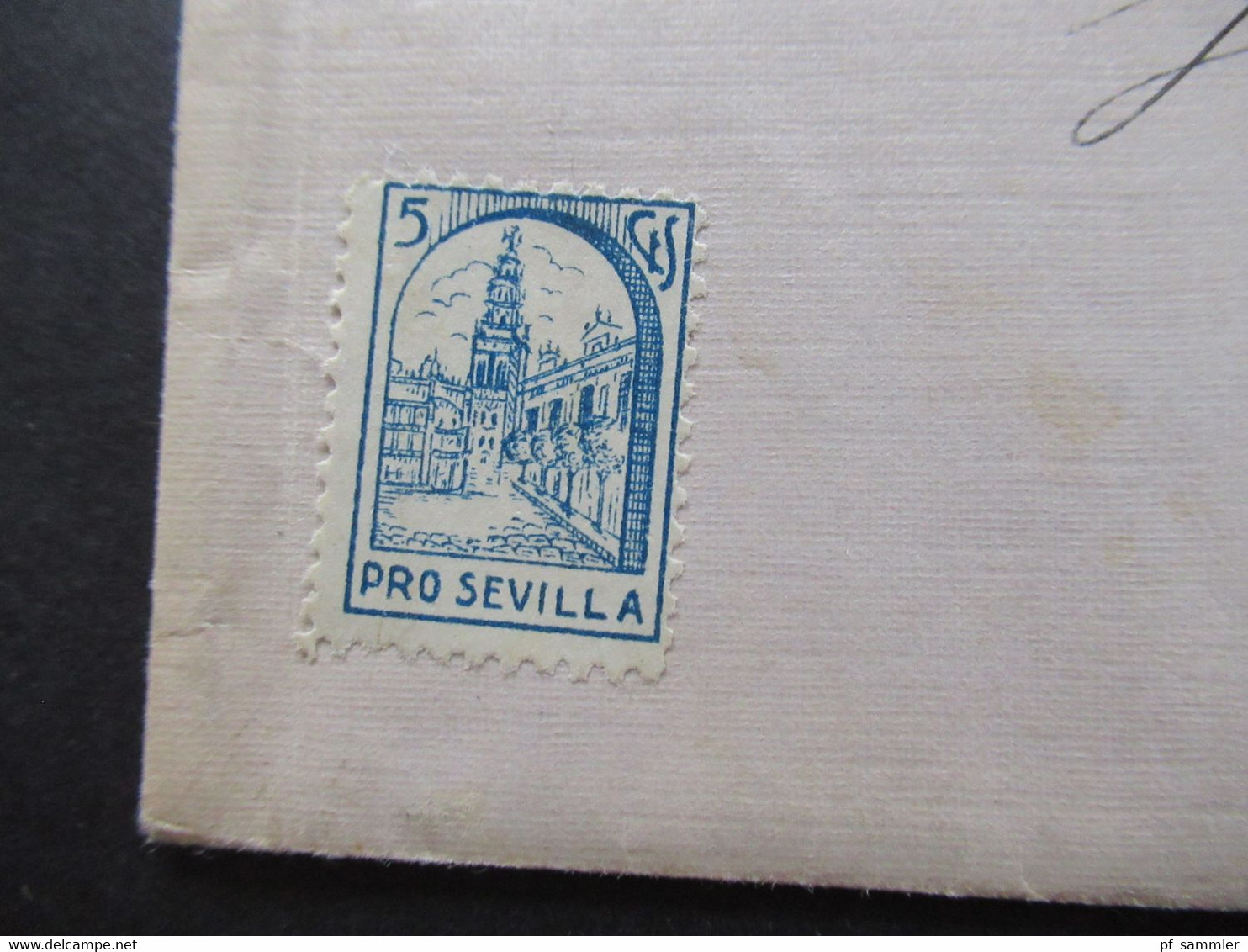 Spanien Bürgerkrieg 23.10.1937 Brief mit Inhalt Zensurstempel Sevilla Censura Militar und Marke Pro Sevilla nach Berlin