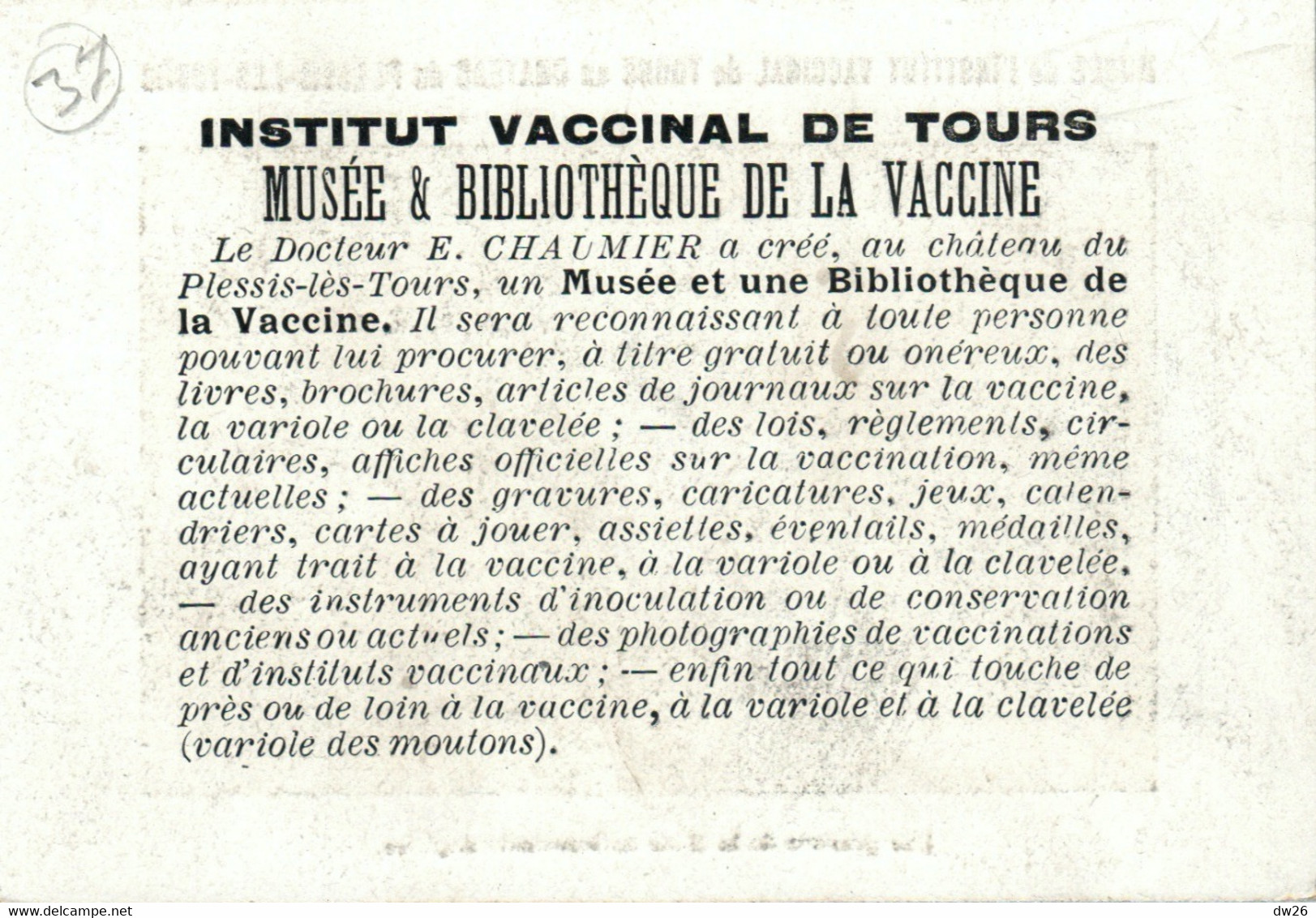 Recherche Documents Pour Le Musée Institut Vaccinal Tours (Bibliothèque De La Vaccine) Illustration: Gravure Anglaise - Autres & Non Classés