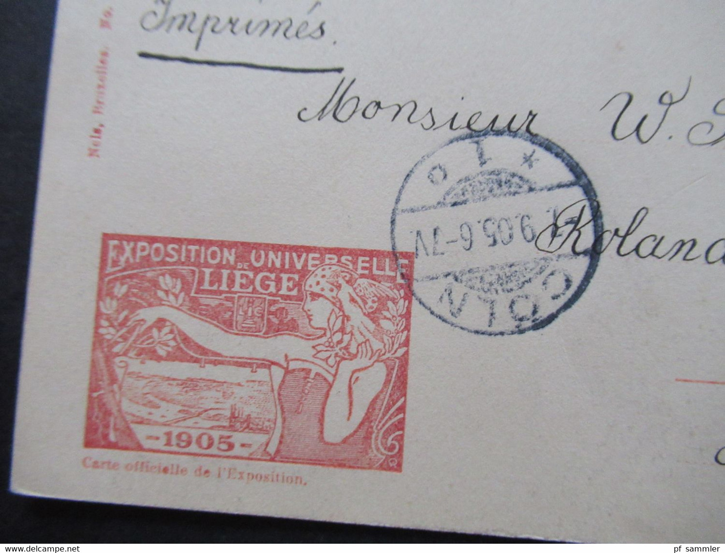 Belgien 1905 Exposition Universelle De Liege Les Arenes Liegeoises Weltausstellung Stempel Annevoie - Cöln - Exposiciones