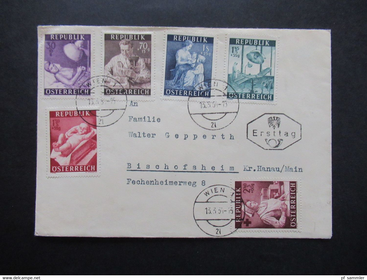 1954 Gesundheitsfürsorge Nr. 999 / 1004 Satzbrief FDC Ersttag Echt Gelaufen Wien 1 - Bischofsheim Kreis Hanau - Brieven En Documenten