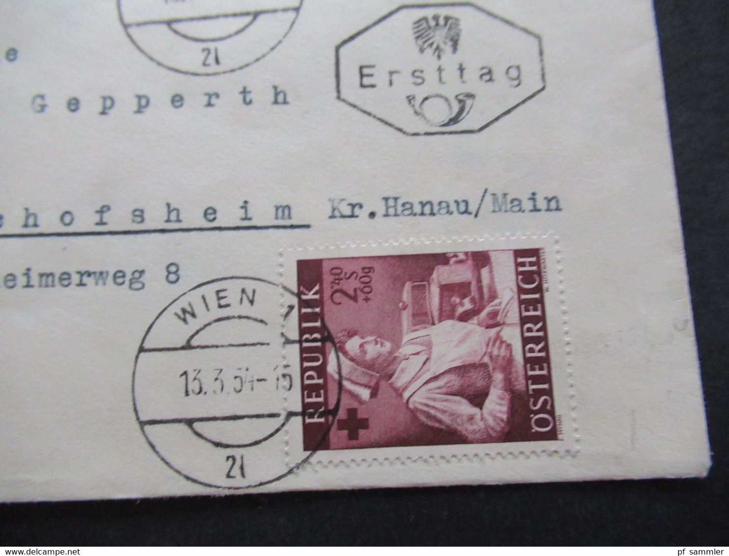 1954 Gesundheitsfürsorge Nr. 999 / 1004 Satzbrief FDC Ersttag Echt Gelaufen Wien 1 - Bischofsheim Kreis Hanau - Cartas & Documentos