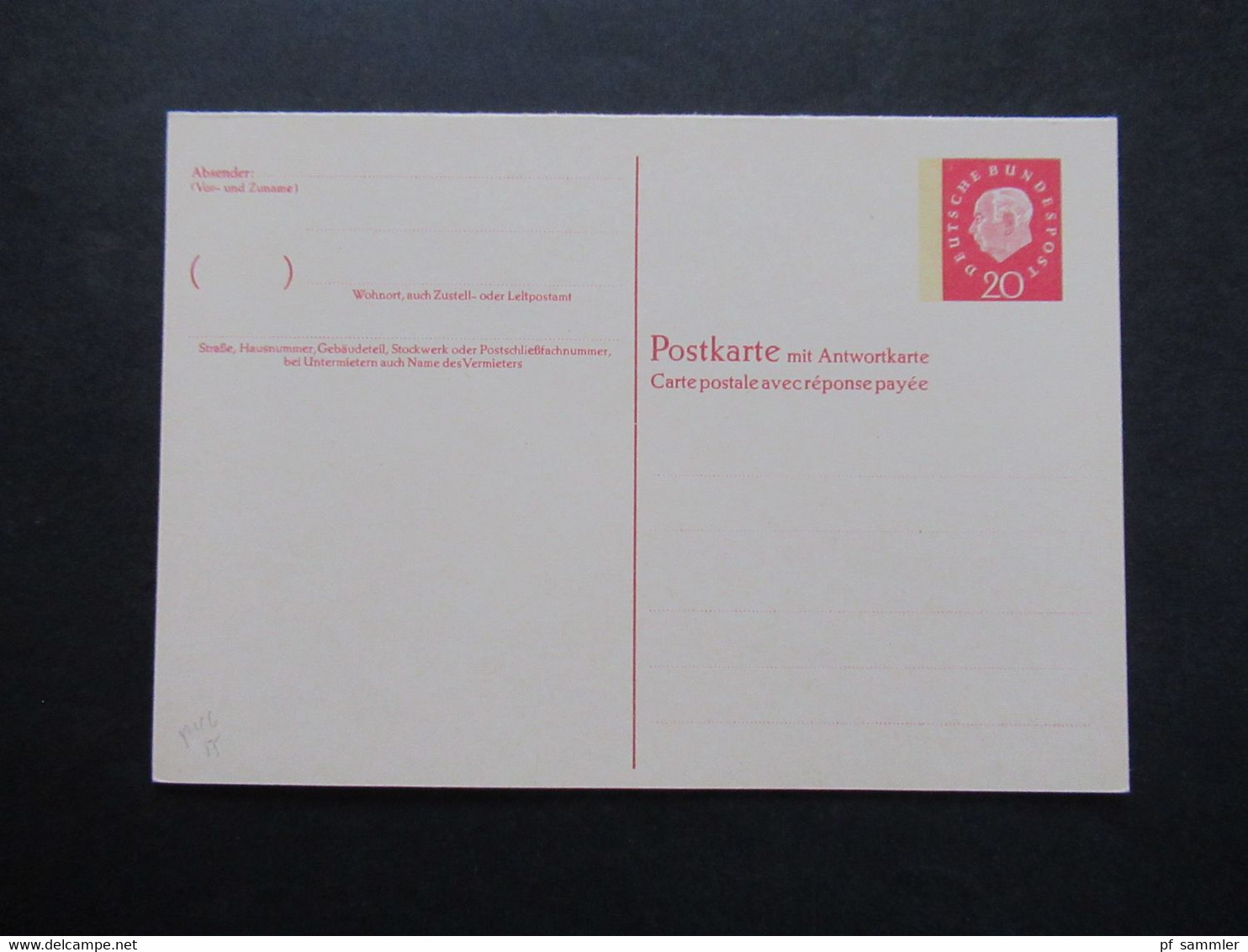 BRD 1960 Heuss Ganzsache Doppelkarte P 47 Frage / Antwort 20 / 20 Ungebraucht - Cartes Postales - Neuves