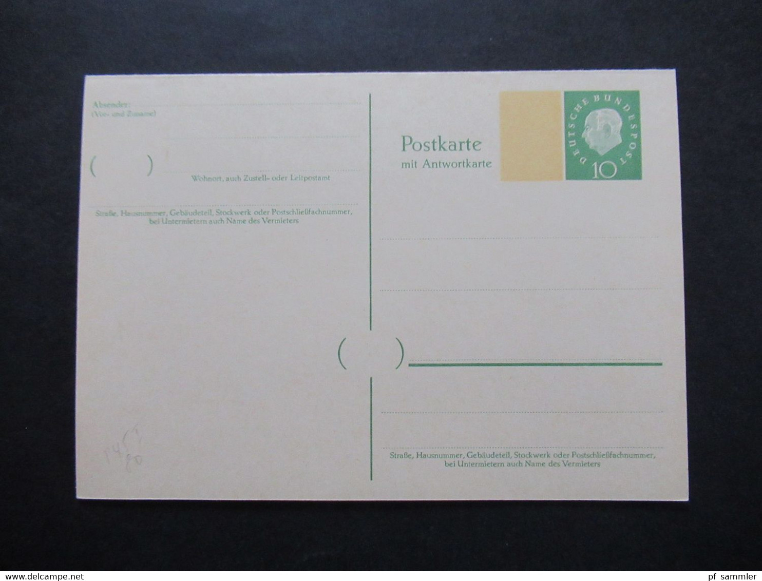 BRD 1960 Heuss Ganzsache Doppelkarte P 45 I Frage / Antwort 10 / 10 Ungebraucht - Postkaarten - Ongebruikt