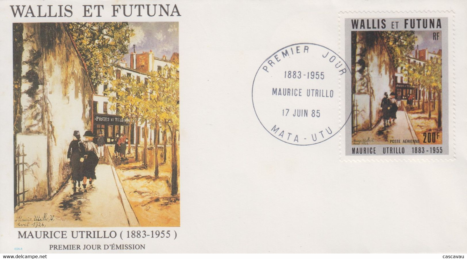 Enveloppe  FDC   1er  Jour    WALLIS  Et  FUTUNA     Oeuvre  De  Maurice   UTRILLO   1985 - FDC