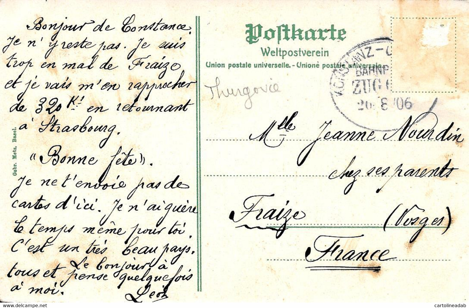 [DC12418] CPA - SVIZZERA - SCHLOSS GOTTLIEBEN - Viaggiata 1906 - Old Postcard - Gottlieben