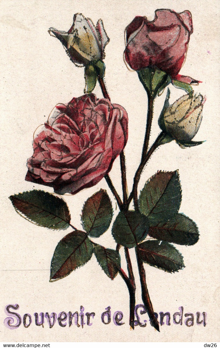 Souvenir De Landau - Roses - Carte Colorisée Avec Paillettes De 1919 - N° 4240 4 - Souvenir De...