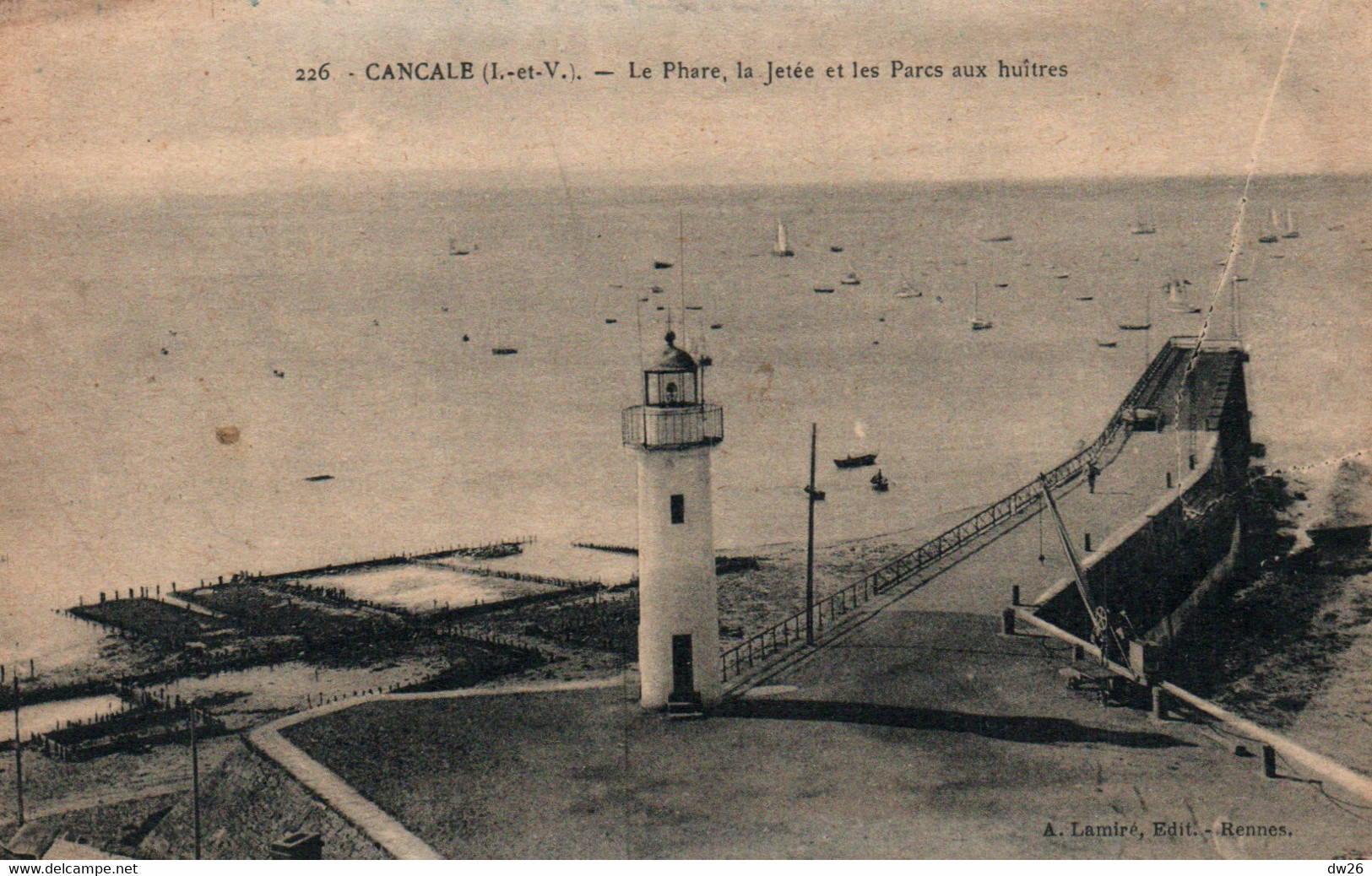 Cancale (Ile-et-Vilaine) Le Phare, La Jetée Et Les Parcs à Huîtres - Edition Lamire, Carte N° 226 - Fari