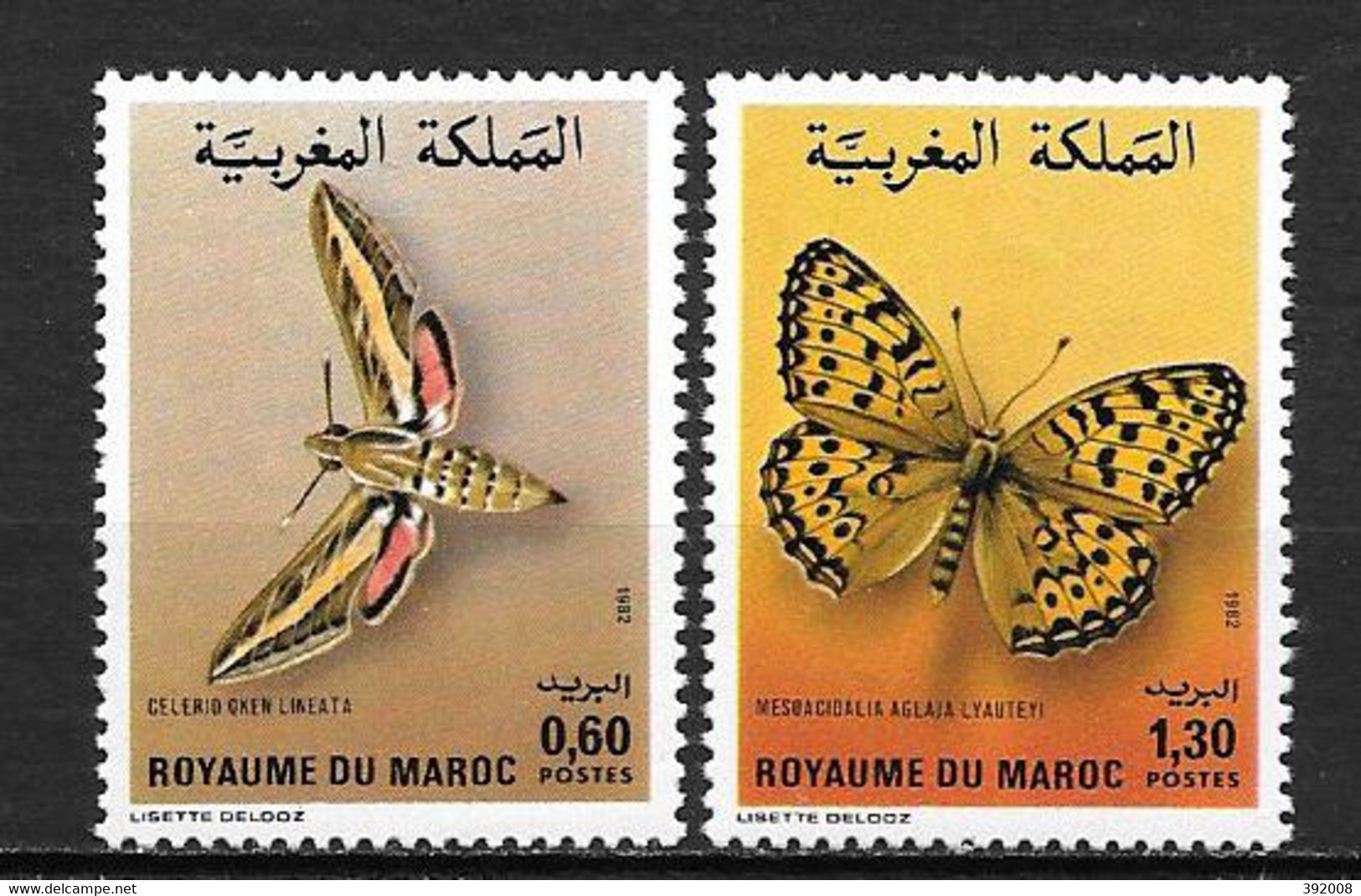 1982 - N° 921 à 922* MH - Papillons - Marruecos (1956-...)