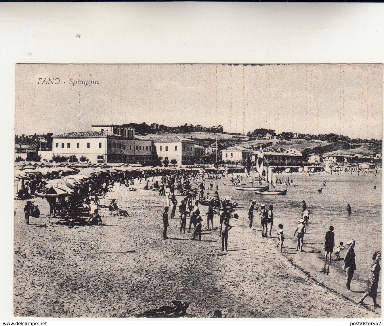 Fano, - Spiaggia - Cartolina Viaggiata 1952 - Fano