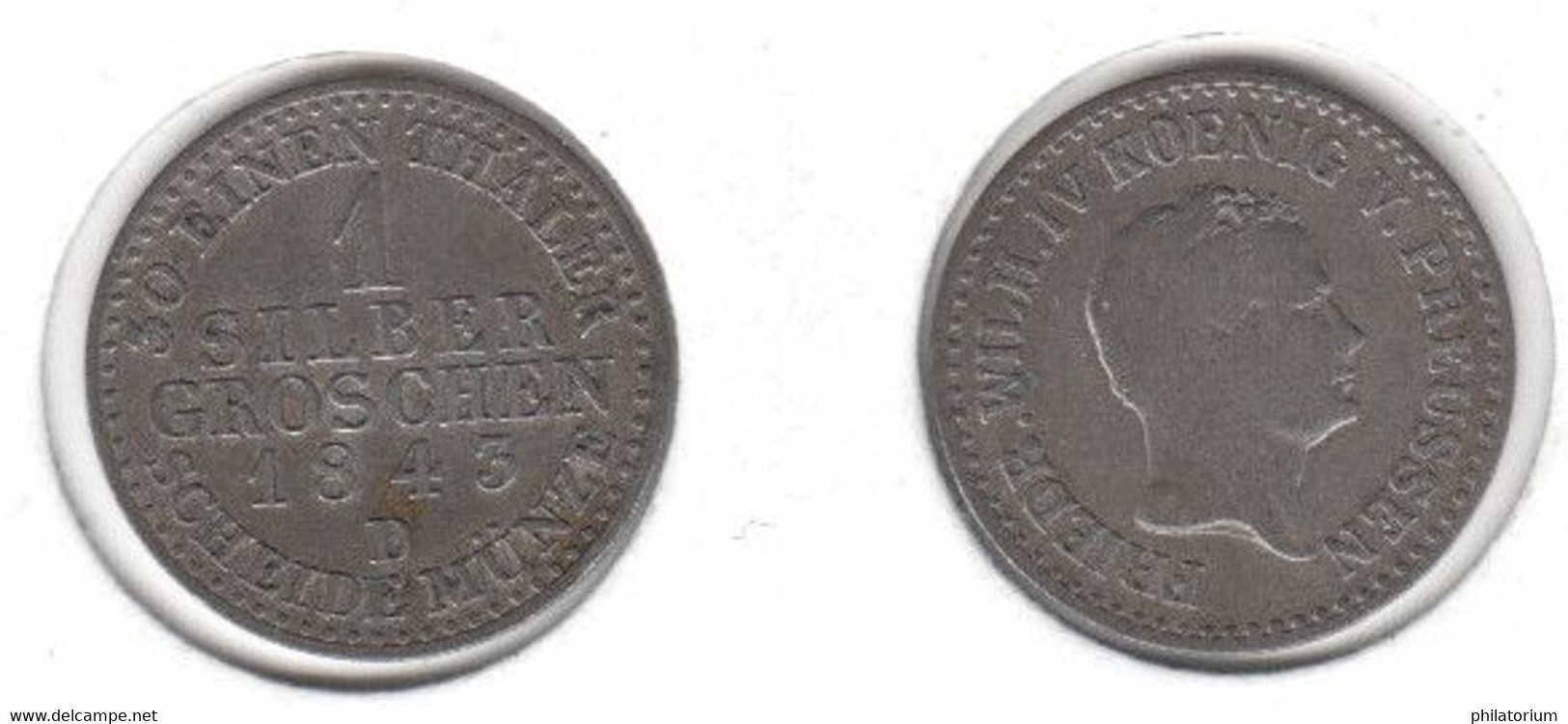 Allemagne Preussen Prusse 1 Silber Groschen 1843 D  KM#435 - Autres & Non Classés