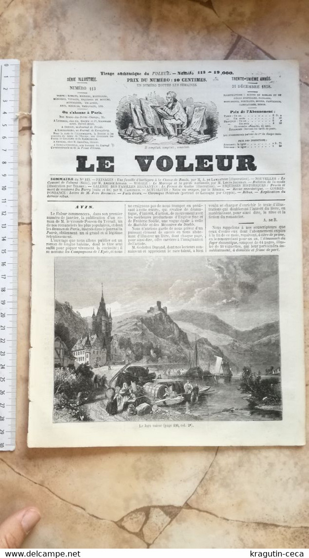 1858 LE VOLEUR VINTAGE FRANCE FRENCH MAGAZINE NEWS Newspapers NOVELS Narrative SHORT STORY STORIES Jura Suisse Pantheon - Magazines - Before 1900