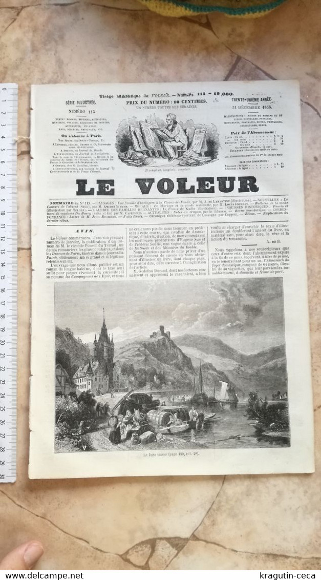 1858 LE VOLEUR VINTAGE FRANCE FRENCH MAGAZINE NEWS Newspapers NOVELS Narrative SHORT STORY STORIES Jura Suisse Pantheon - Magazines - Before 1900