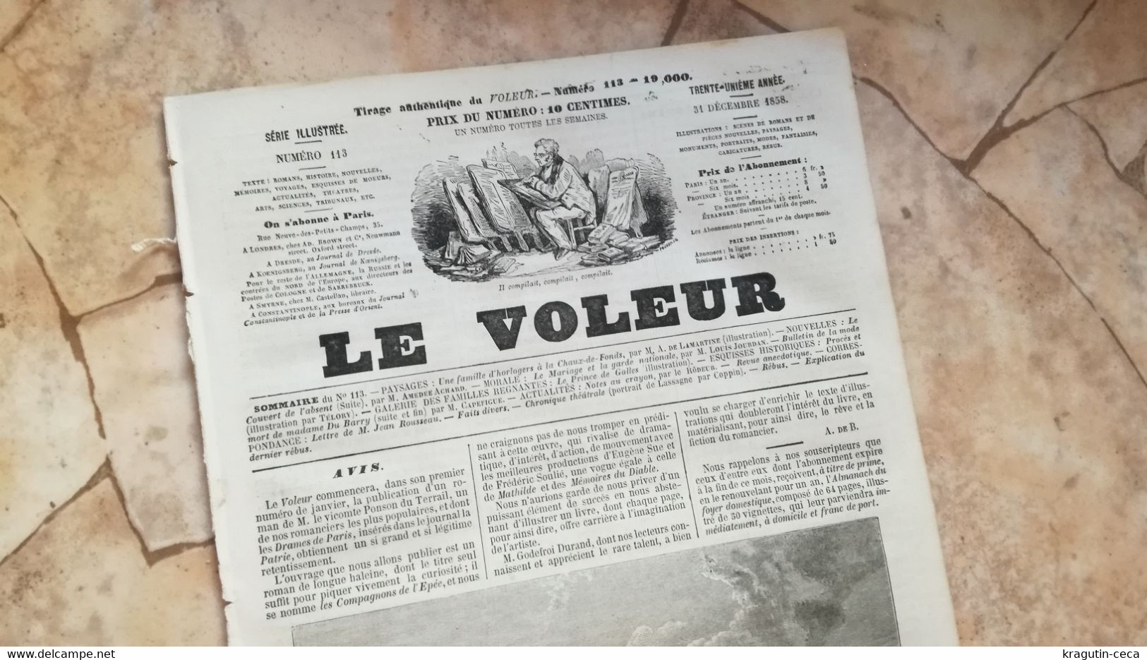 1858 LE VOLEUR VINTAGE FRANCE FRENCH MAGAZINE NEWS Newspapers NOVELS Narrative SHORT STORY STORIES Jura Suisse Pantheon - Magazines - Before 1900