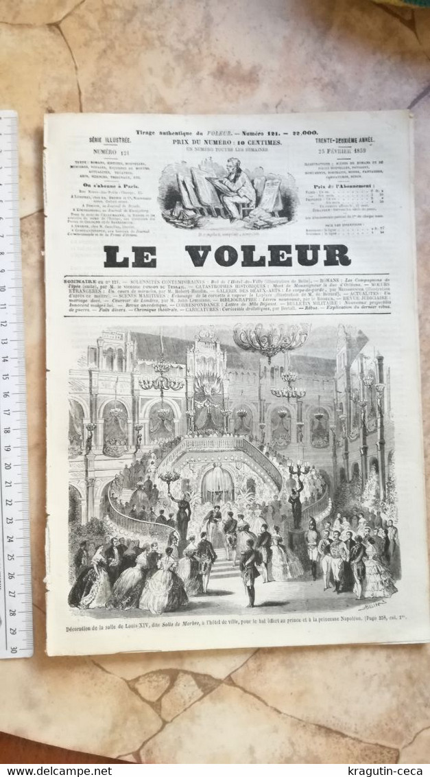 1859 LE VOLEUR VINTAGE FRANCE FRENCH MAGAZINE Newspapers NOVELS Narrative SHORT STORY STORIES LOUIS XIV SALLE DE MARBRE - Magazines - Before 1900