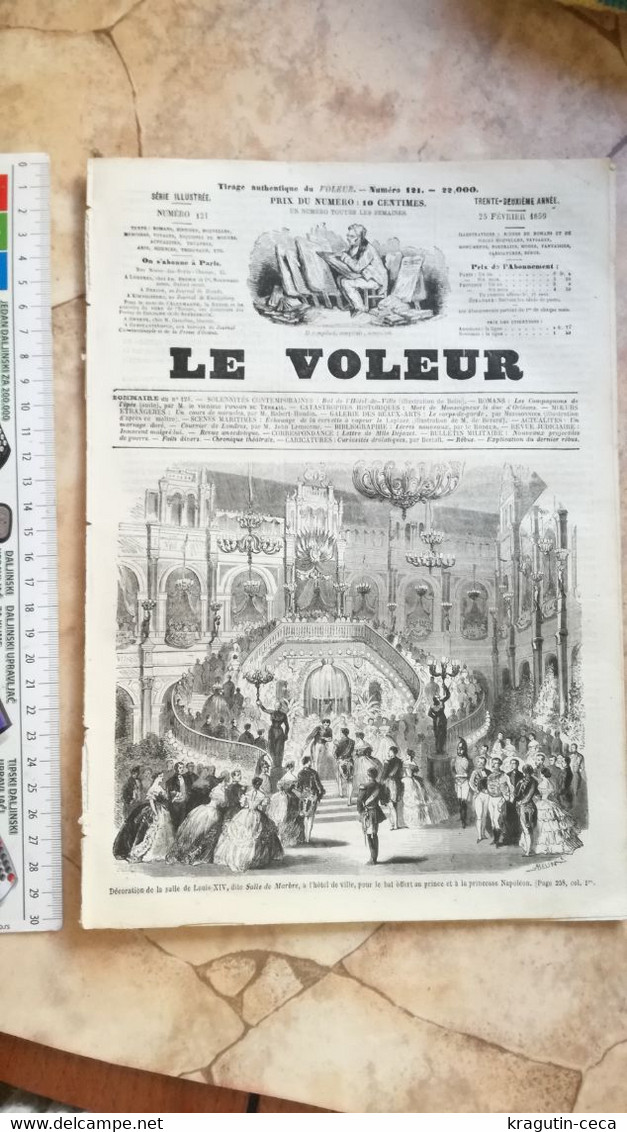 1859 LE VOLEUR VINTAGE FRANCE FRENCH MAGAZINE Newspapers NOVELS Narrative SHORT STORY STORIES LOUIS XIV SALLE DE MARBRE - Magazines - Before 1900