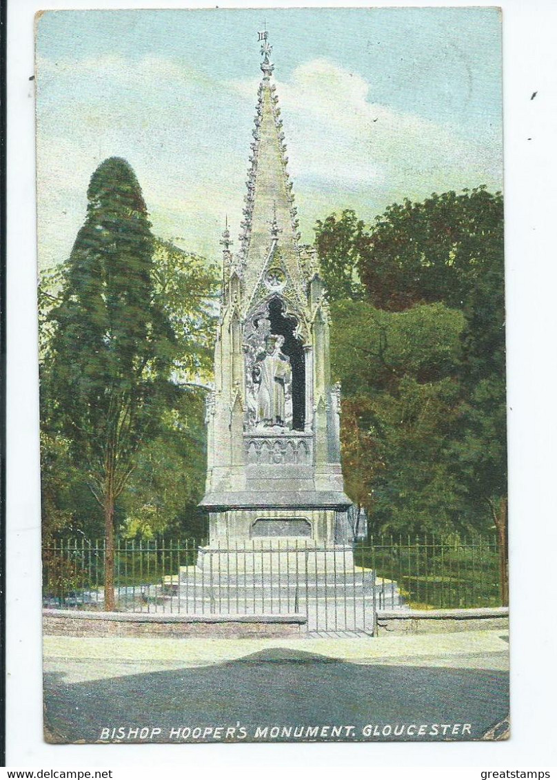 Postcard Gloucester Bishop Hooper's Monument Posted 1904 Cds - Gloucester
