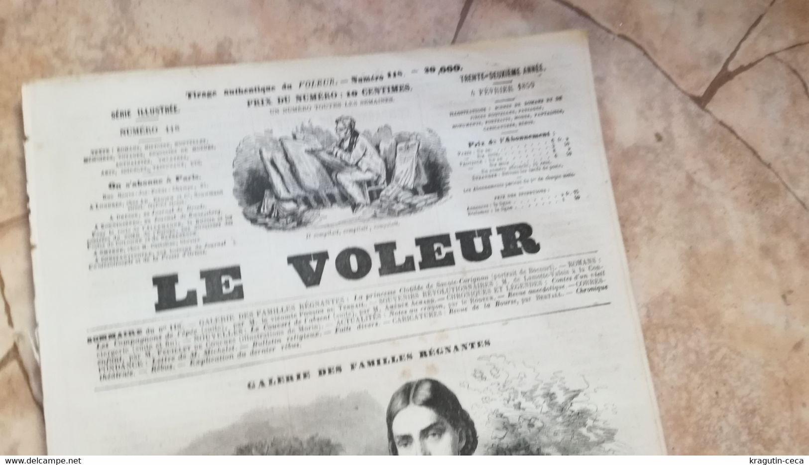 1859 LE VOLEUR VINTAGE FRANCE FRENCH MAGAZINE Newspapers NOVELS Narrative SHORT STORY STORIES Marie Clotilde De Savoie - Magazines - Before 1900