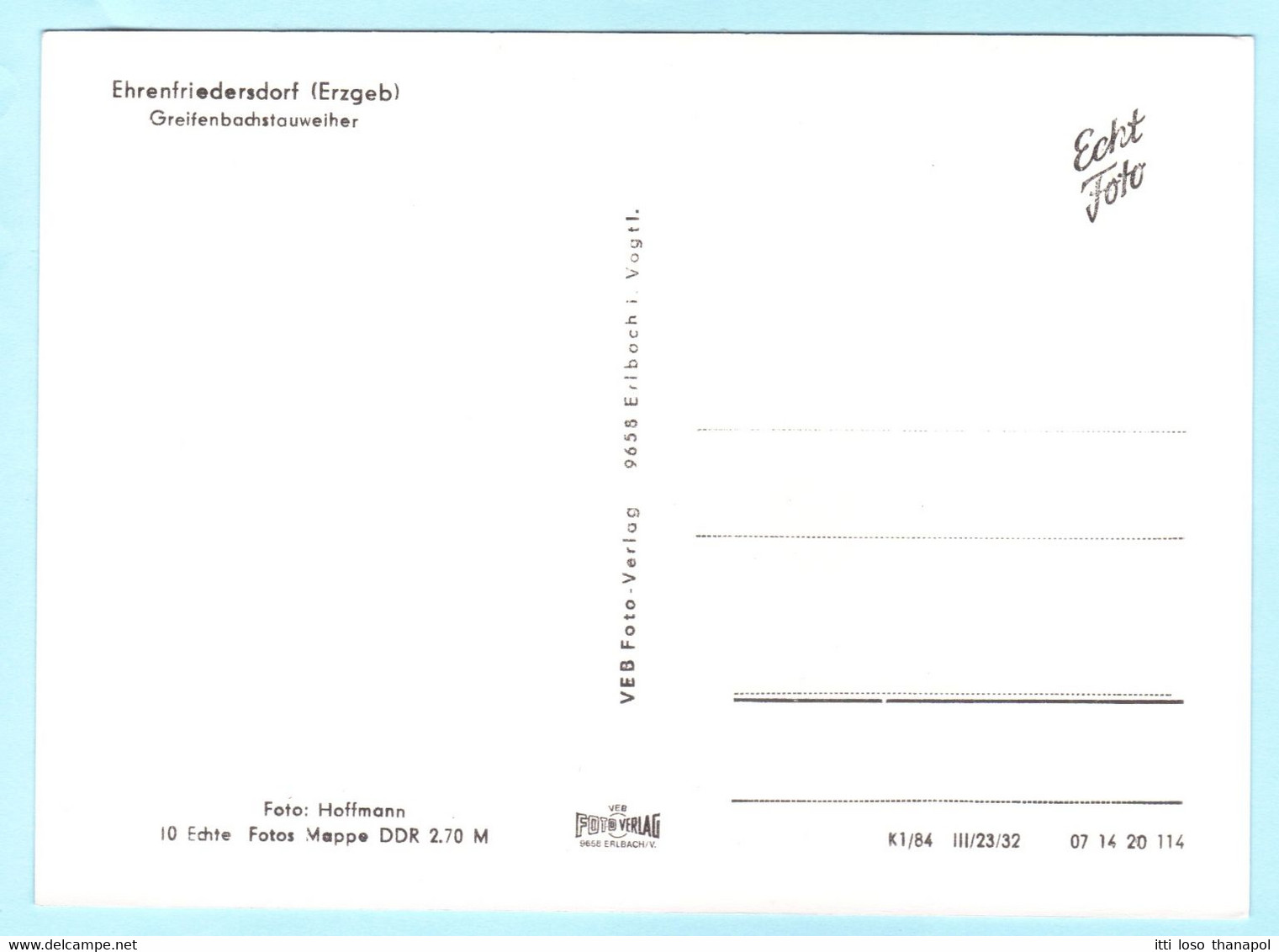 DDR - S/W - Ehrenfriedersdorf - Greifenbachstauweiher - Turm - Boote -- AK Postcard Cover (2 Scan)(9177AK) - Otros & Sin Clasificación