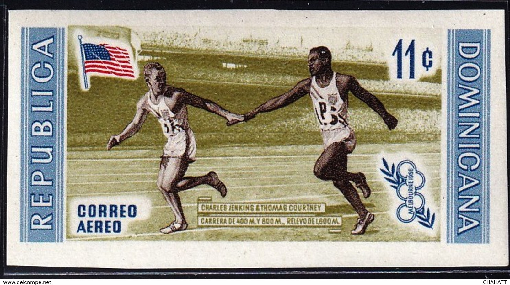 WINTER OLYMPICS-1956-RELAY RACE-PERF & IMPERF-DOMINICANA-MNH-A4-535 - Hiver 1956: Cortina D'Ampezzo