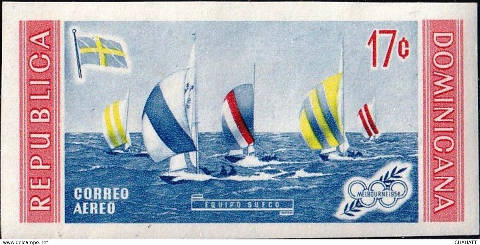 WINTER OLYMPICS-1956-SAILING-IMPERF-DOMINICANA-MNH-A4-535 - Inverno1956: Cortina D'Ampezzo