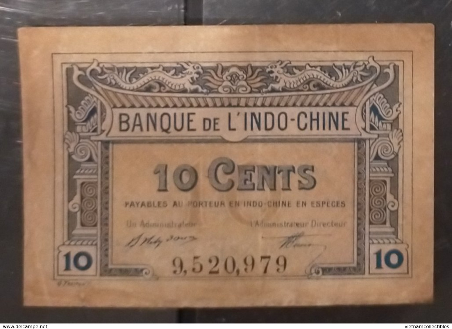 French Indochina Indo China Indochine Laos Vietnam Cambodia 10 Cents EF Banknote Note 1901 - 1919 - P# 43 / 03 Photos - Indocina