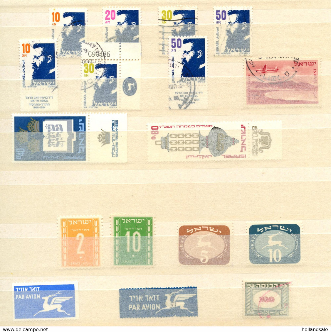 ISRAËL - Interesting collection of approx 300 used and unused or MNH stamps. Several with TAB. 8 scans.